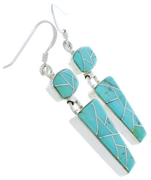 Sterling Silver Southwest Turquoise Hook Dangle Earrings EX29526